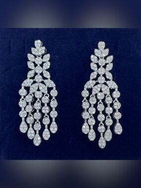 Swarovski Crystal Elements White Crystal Chandelier Dangle Bridal Earrings